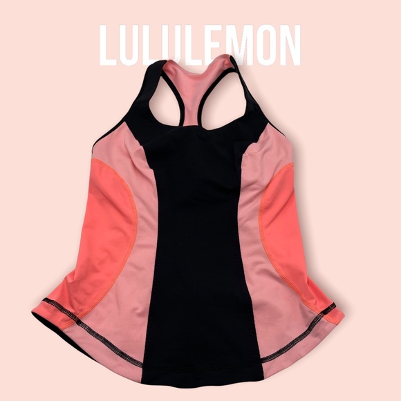 LULULEMON| Cardio Kick Tank - Coral, Black & Pink SZ 6 EUC, back pocket for keys - Picture 7 of 15
